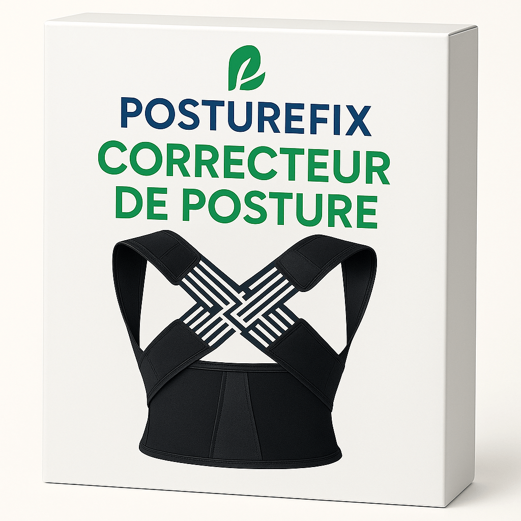 PostureFix™ – Correcteur de posture premium packaging showcasing posture corrector design.
